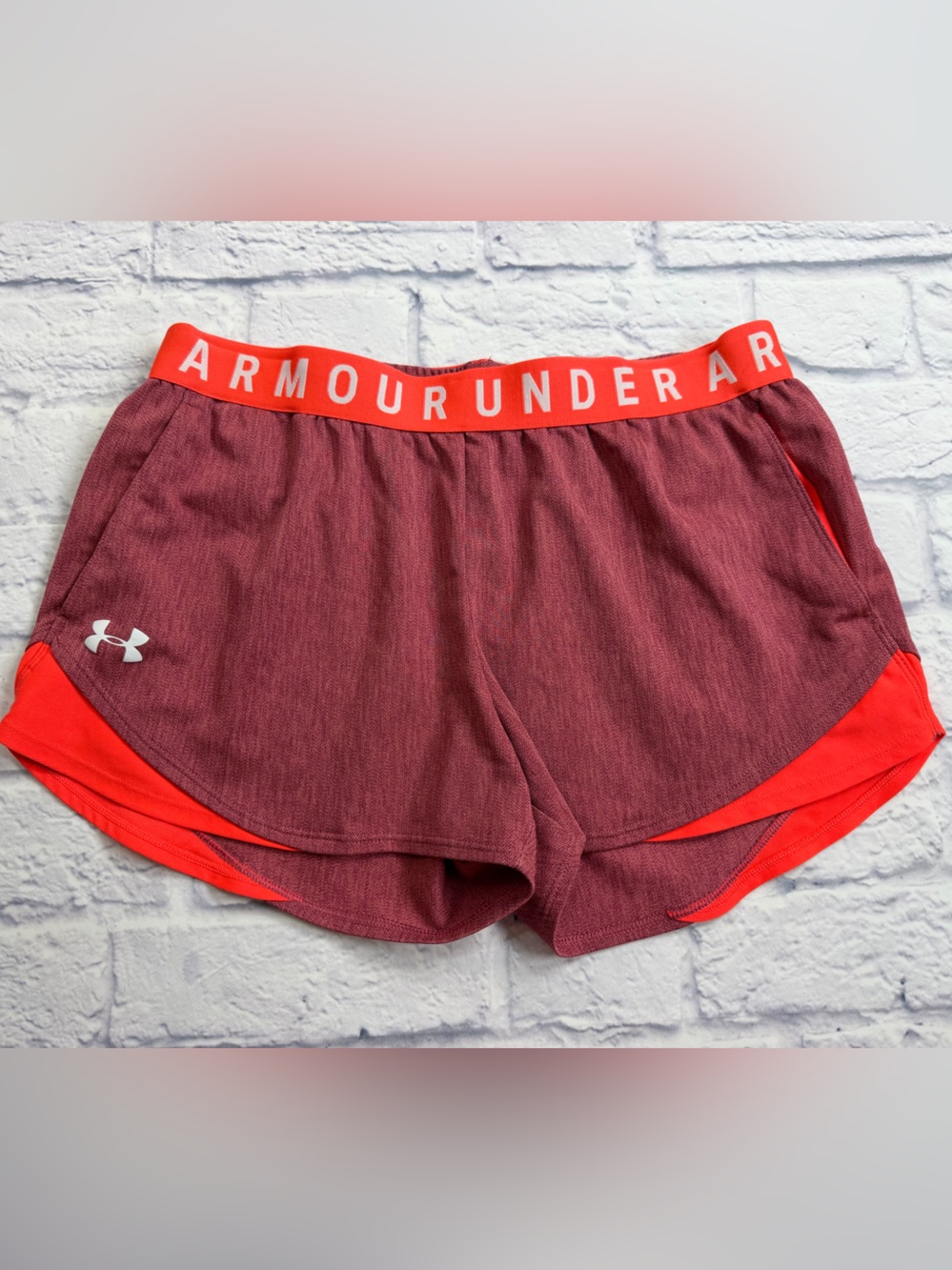 Under Armour Maroon and Red Women's Athletic Shorts. Size Mediim.